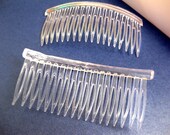 12 Hair combs, clear and plain acrylic. 4 inch wide, 18 teeth. Create your own hair accessories with easy to glue on surface. Wholesale