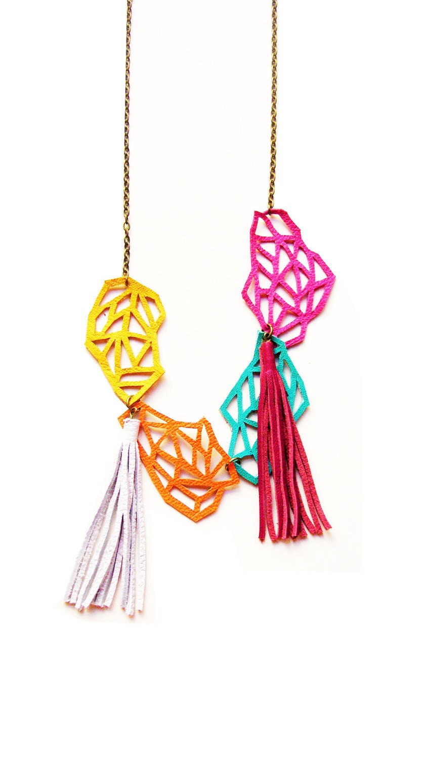Geometric Necklace Chunky Leather Links