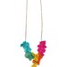 Neon Geometric Necklace Leather Color Block Stripes
