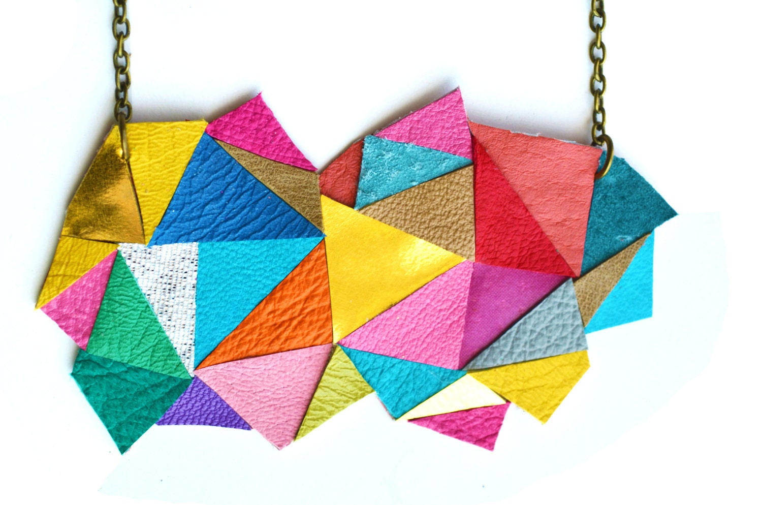 Geometric Necklace Neon Triangles and Modern Angles