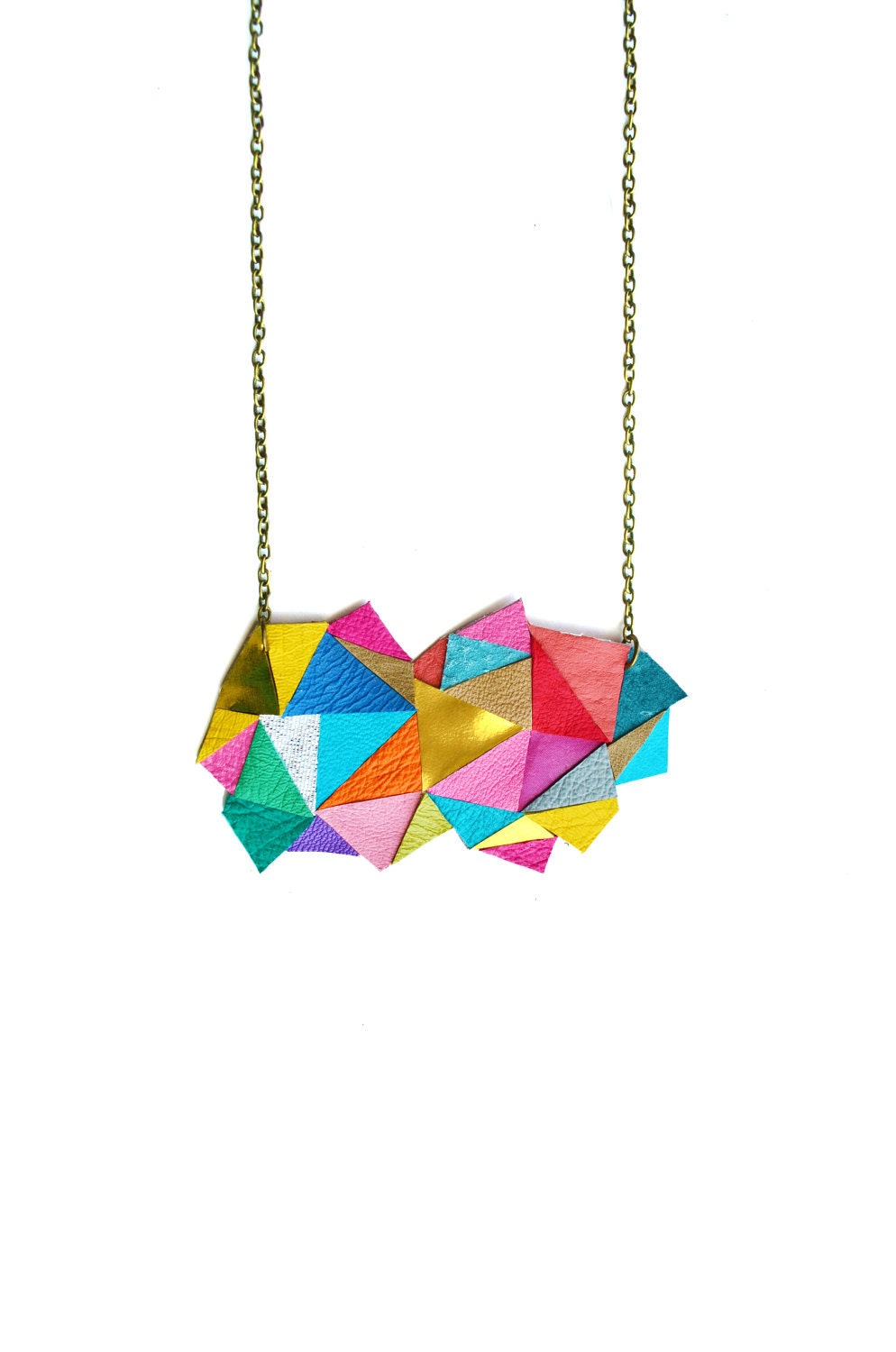 Geometric Necklace Neon Triangles and Modern Angles