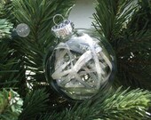 Navy and Sage Green Ribbon Filled Ornament