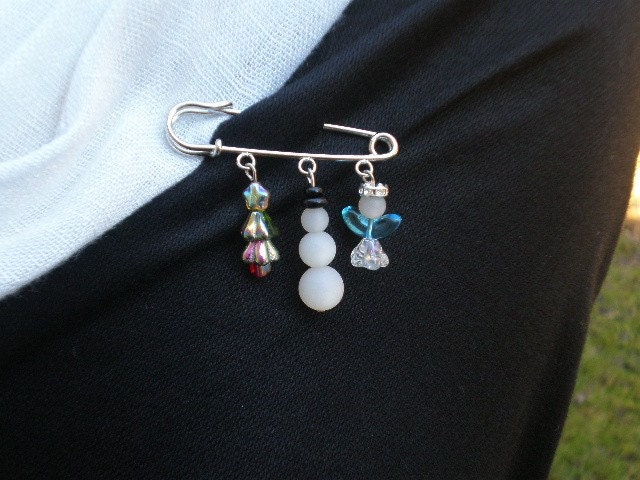 Angel, Tree and Snowman Pin