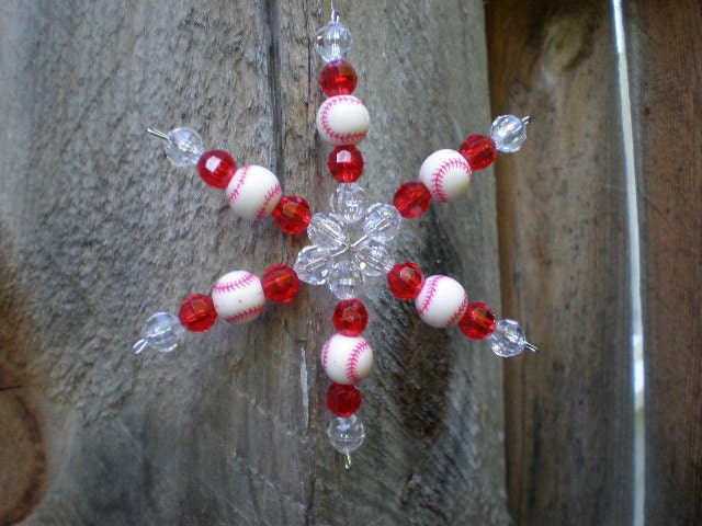 Beaded Baseball Snowflake Ornament