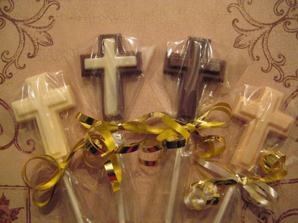24-Small Chocolate Cross Lollipops