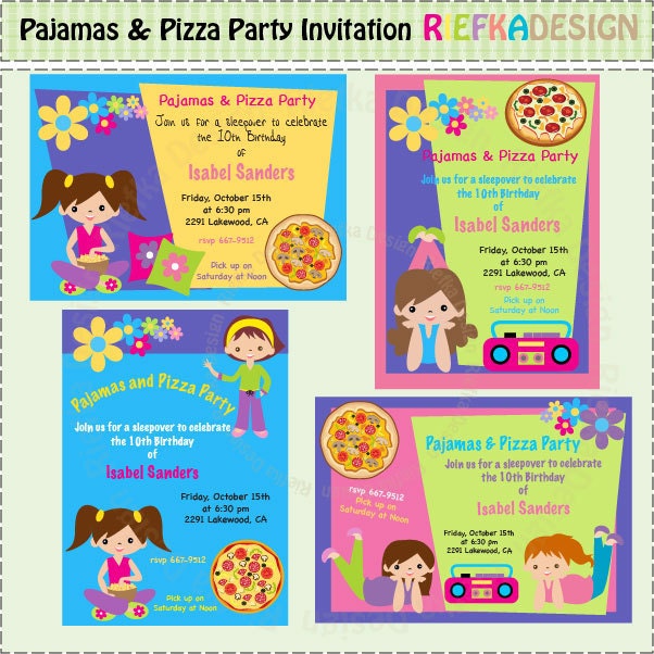 Pajamas and Pizza Party Invitation