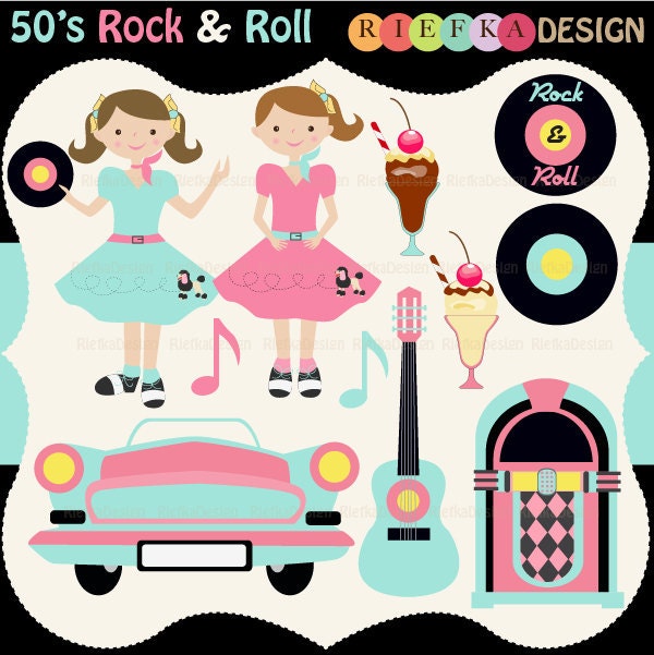 50's Rock and Roll Clipart Set