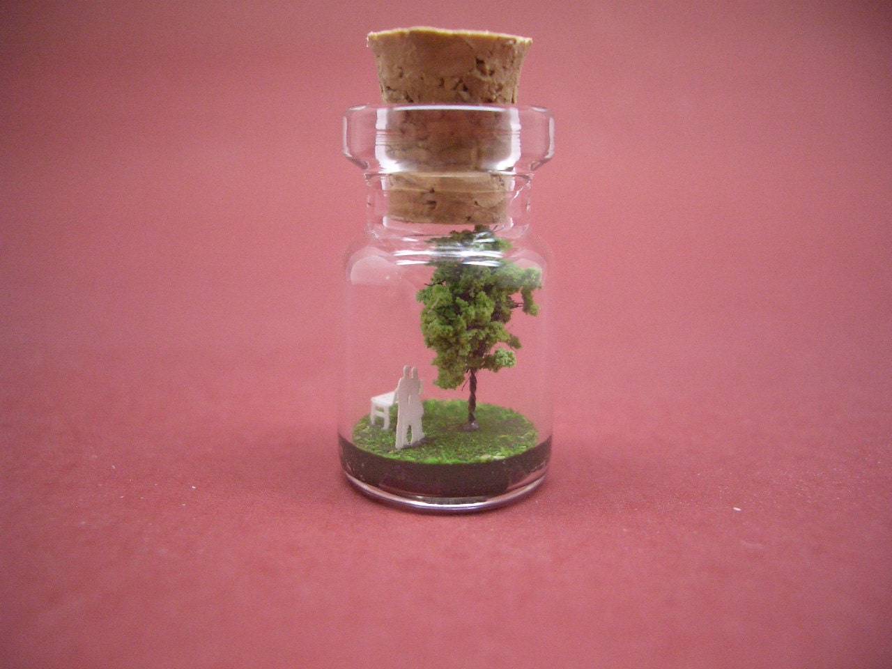 Tiny green tree and a couple in a tiny bottle ver.2