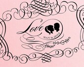 LOVE SILHOUETTE No. 1  --  2.5 x 4 inches  --  Personalized Wood Handle Stamp -- FREE ColorBox ink pad thru Feb. 14