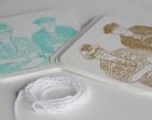 Two old ladies - quirky note cards pack of 12 in 6 colors - custom color