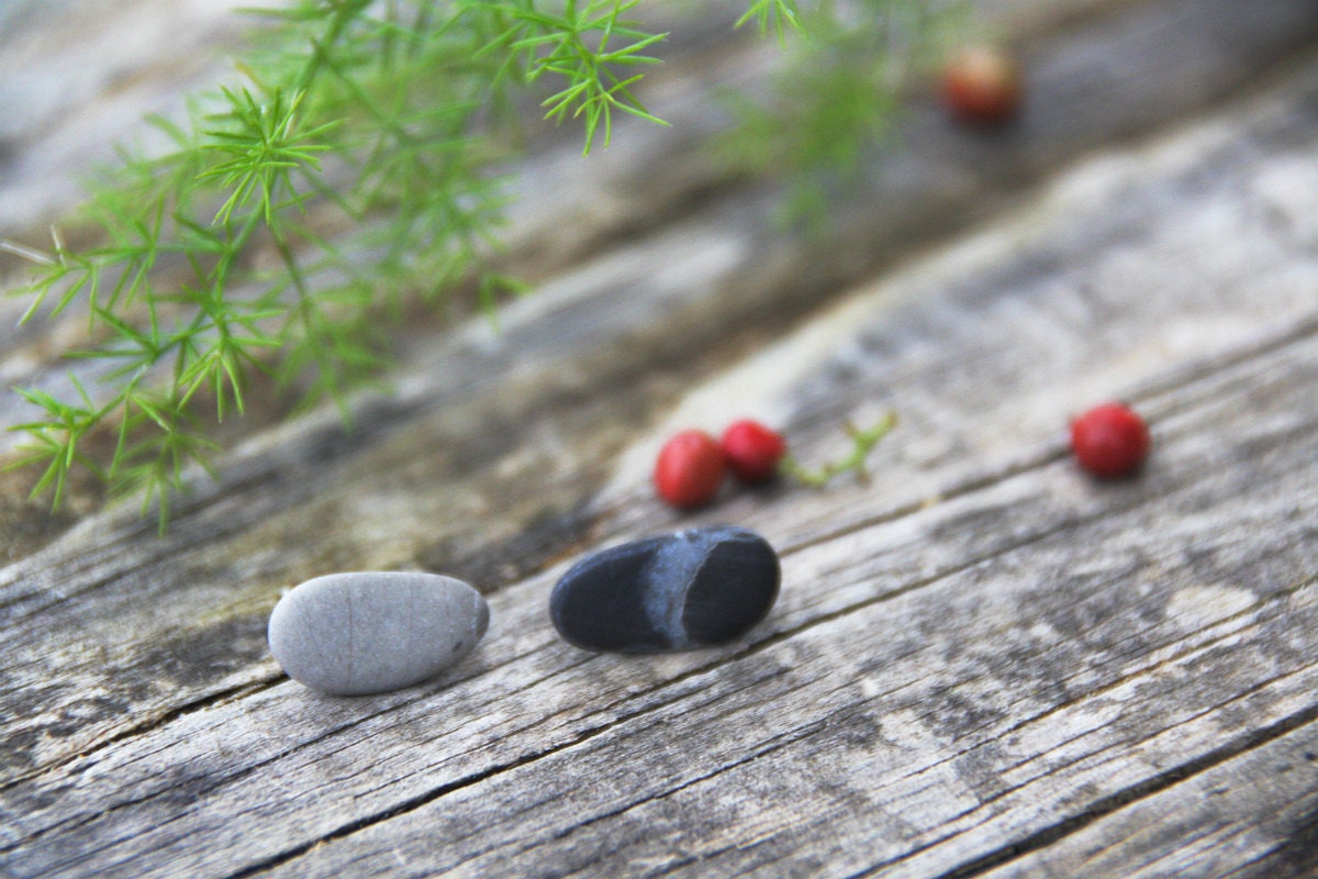 Pebble ear studs on sterling silver posts / beach stone studs / rock earrings ready to ship