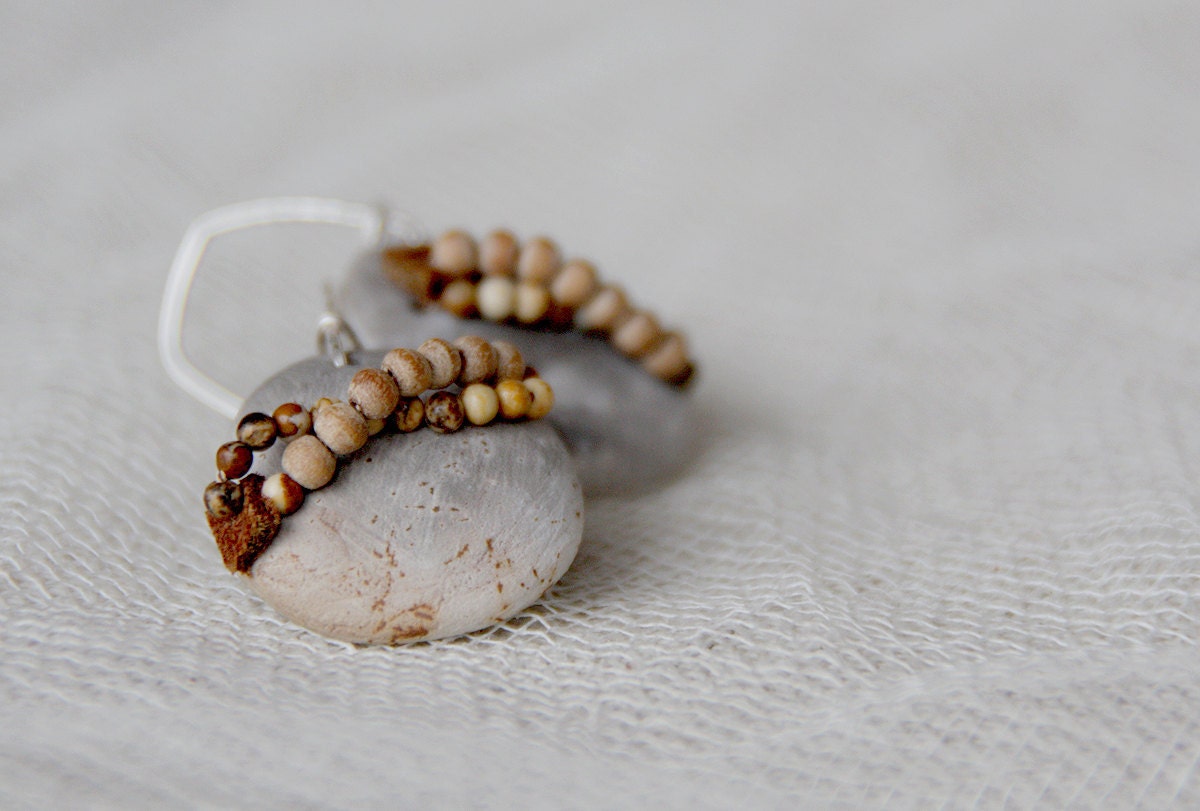 Raised from ashes - pit fired ceramic earrings - tribal inspired