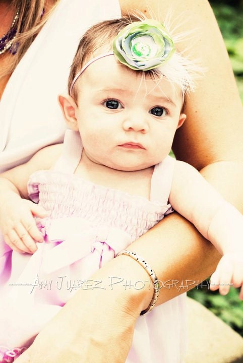 Lavender and Green Flower Headband