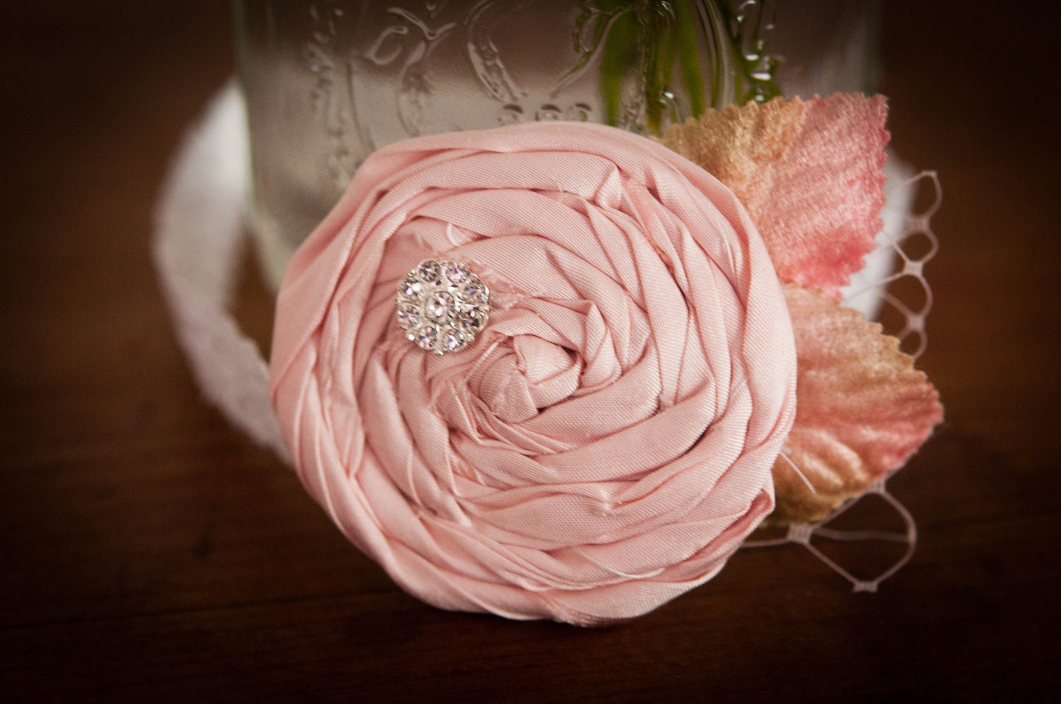 Pink Flower Headband Vintage Inspired Newborn Photography Prop