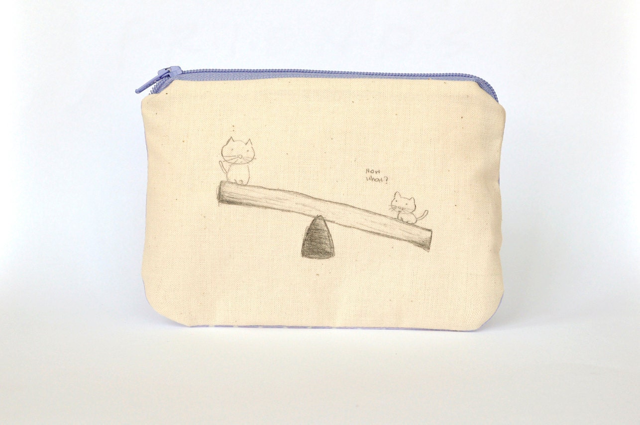 Cat see-saw - handmade pouch