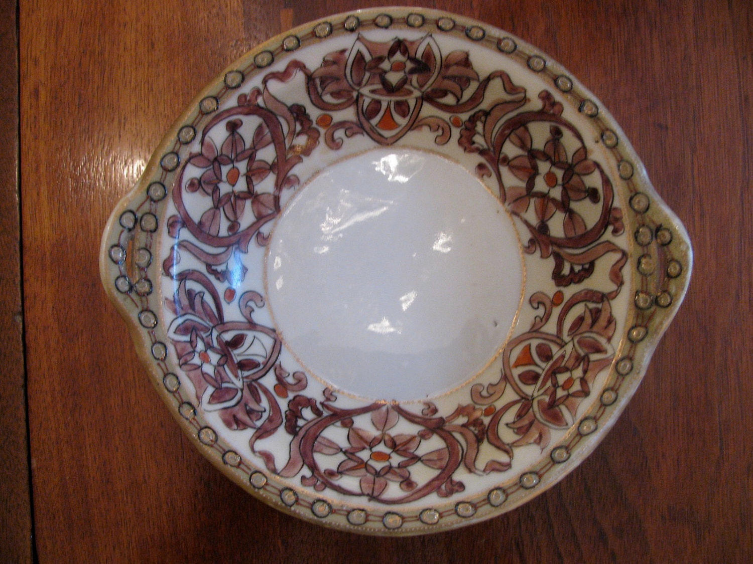Vintage Nippon Moriage Hand painted  Footed Bowl