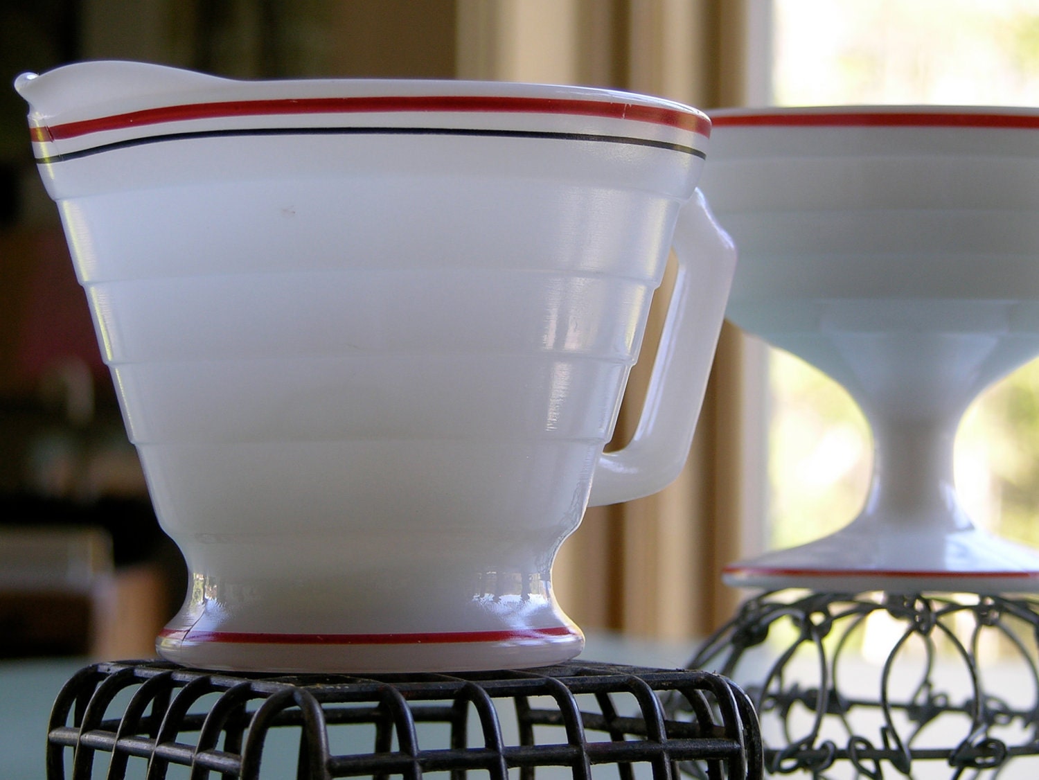 Vintage Hazel Atlas Moderntone Pattern Milk Glass Creamer