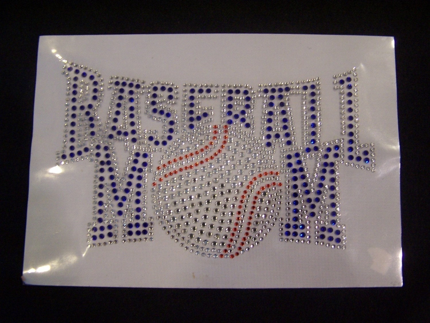 Baseball Mom Blue Rhinestone Heat Transfer-DIY