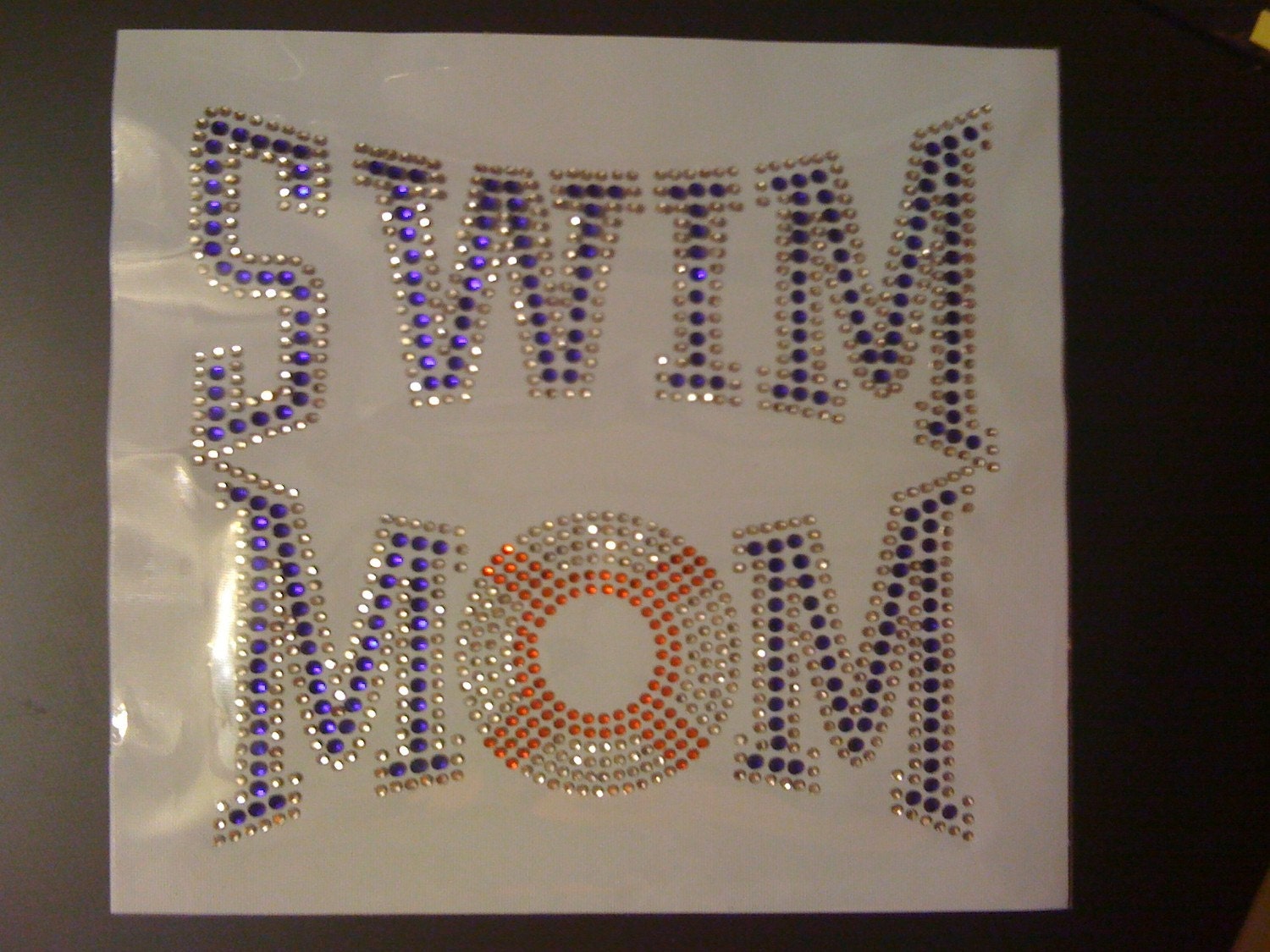 Swim Mom Blue Rhinestone Heat Transfer-DIY