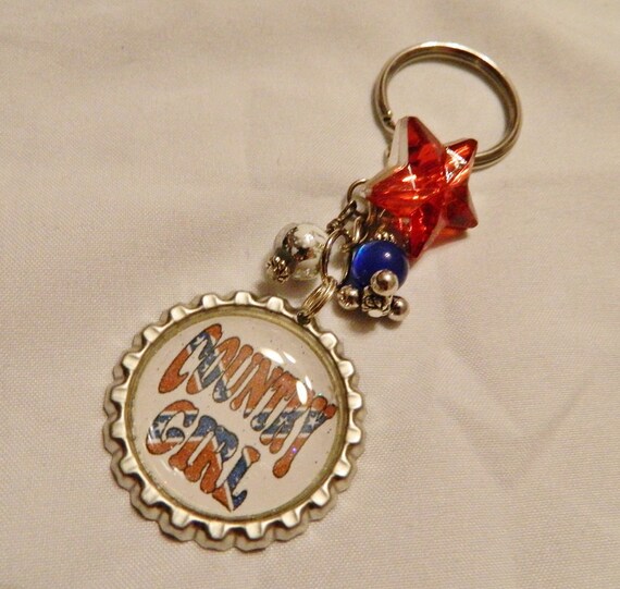 Items similar to Country Girl Keychain Rebel Flag Keychain Dixie