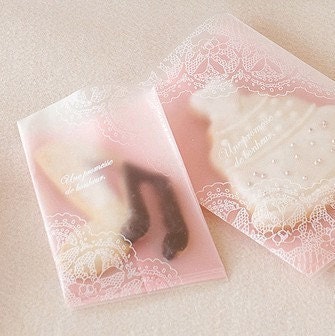50spc Doily Printing Self Sealing Transparent Gift Bags