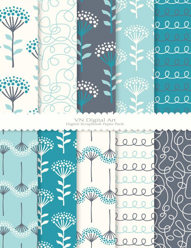 Dandelion Digital Scrapbook Paper Pack (8.5x11"-300 dpi) -- Instant Download -- 10 Digital papers -- 390