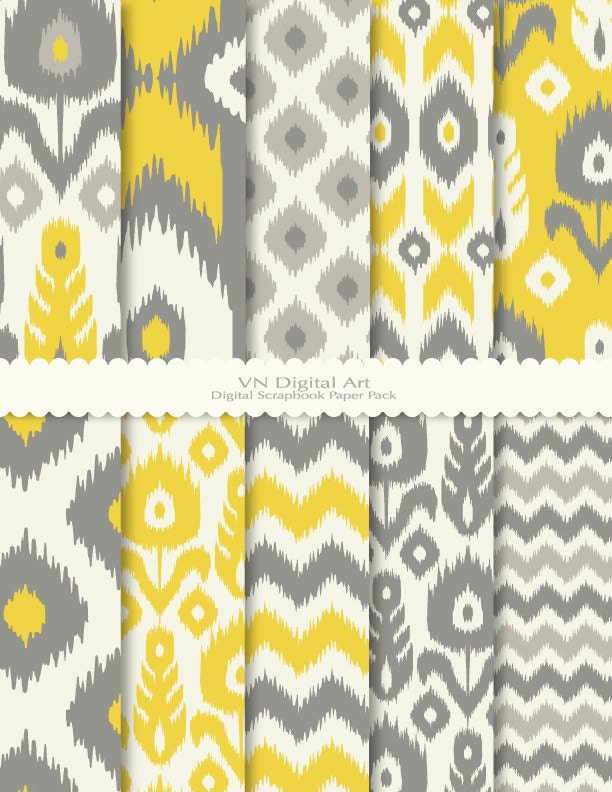 Ikat Digital Scrapbook Paper Pack (8.5x11"-300 dpi) -- Instant Download -- 10 Digital papers -- 479