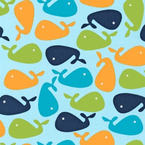 Whales in Bermuda by Ann Kelle, Urban Zoologie, Robert Kaufman Fabric, 1 Yard