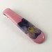 Recycled Spoon Handle Pendant: Pink with Purple Pansy, eco friendly one of a kind silverware necklace, ooak