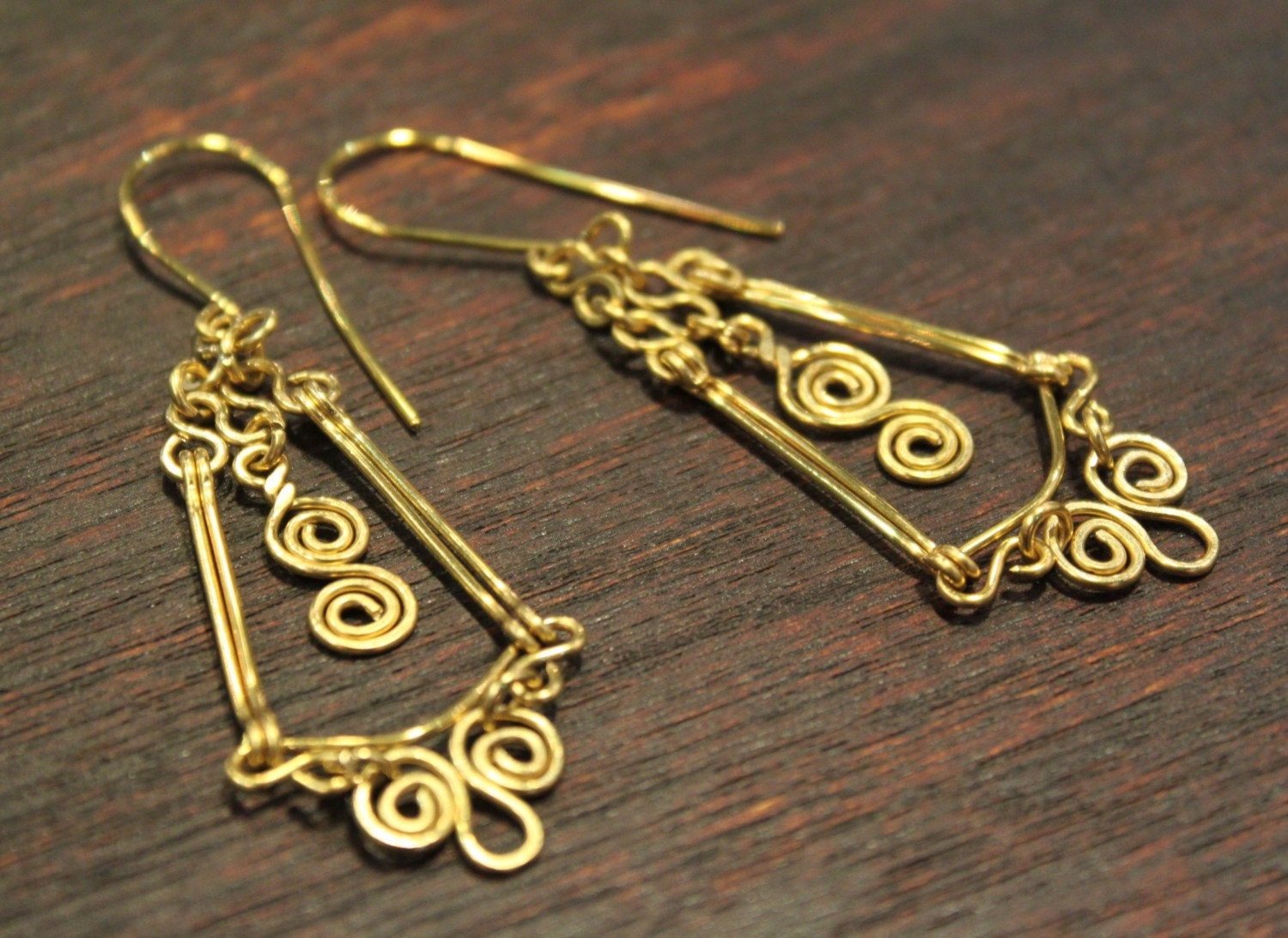 Artisan Handcrafted Golden Brass Filigree Earrings