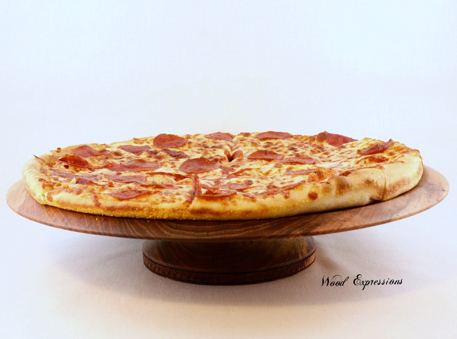 Large Wooden Pedestal Pizza Stand/ Cake Stand by WoodExpressions