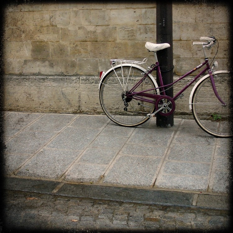 5x5 fine art photograph /// the purple bicycle /// paris photo by lesley sico