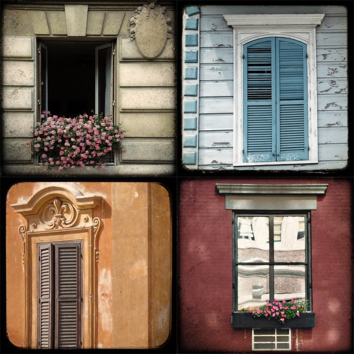 set of four 5x5 fine art photographs /// "windows of the world" /// photos by lesley sico