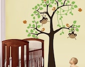 Nursery Wall Decals Baby Jungle Monkey Tree Vinyl Wall Decal 87