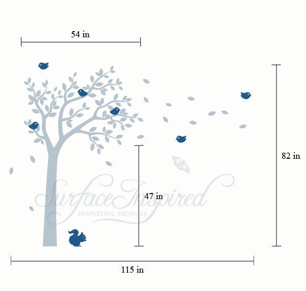 Wall decals nursery - Tree wall decals - One Color Summer Tree Vinyl Wall Decal SUR202