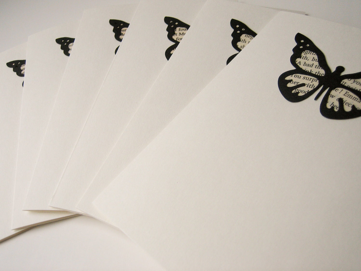 Jane Austen Butterfly Note Card Set -- handmade blank cards