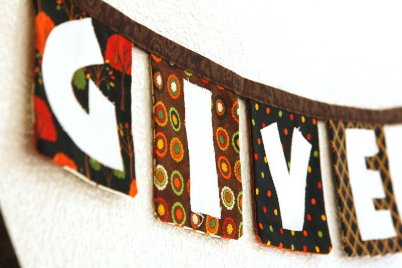 Give Thanks fabric Thanksgiving banner decoration:MADE TO ORDER Il_570xn