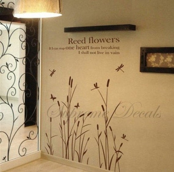 custom for Sandra Steele - Reed flowers -- 39inch tall-- Removalble vinyl wall art decals stickers graphic for home decor