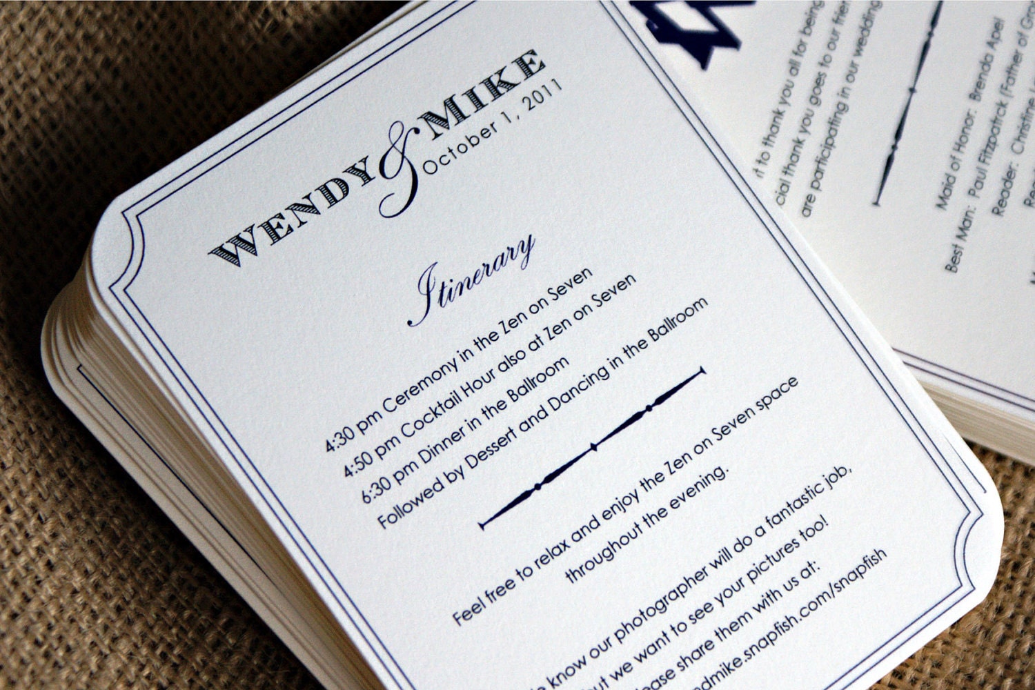 NEW - Mini Wedding Ceremony Program / Info Card for Small / Intimate Affair - Ivory or White - Custom Ink Colors Available - Set of 20