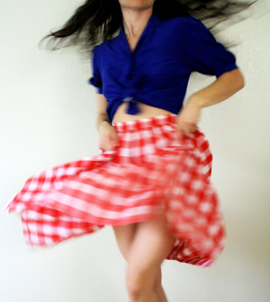 1970s skirt . tiered gingham skirt . cotton summer skirt