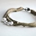 Anna - White Pealrs dance on Linen Necklace / Pearls Necklace / Shell Necklace