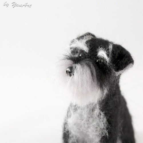 Schnauzer Custom Realistic Needle Felted Dog / Pet Portrait Sculpture - OOAK - Breed schnauzer - under 100