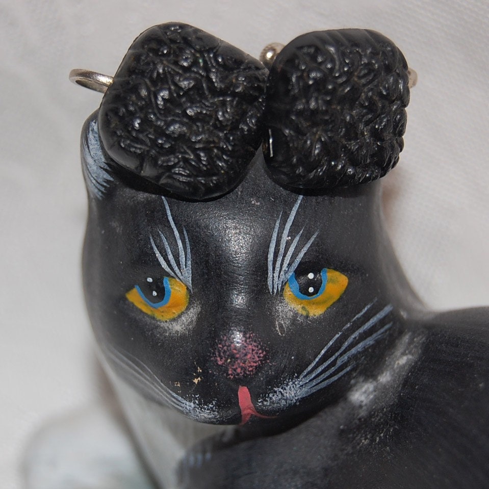 1940s Black Midnight Magic Earrings for a Gothic Bride at Chat Noir Studio