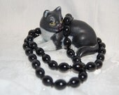 Vintage Raven Black Two Tiered Beaded Adjustable Necklace Signed Germany for the Gothic Bride