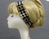 Hair Tie -Geometric pattern Navy, Yellow, White