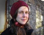 Wool Winter hat, Black and Red Plaid