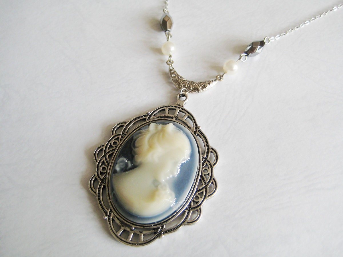 Katherine's Blue Cameo Necklace (TVD)