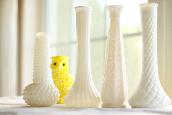 vintage milkglass vases set of 4