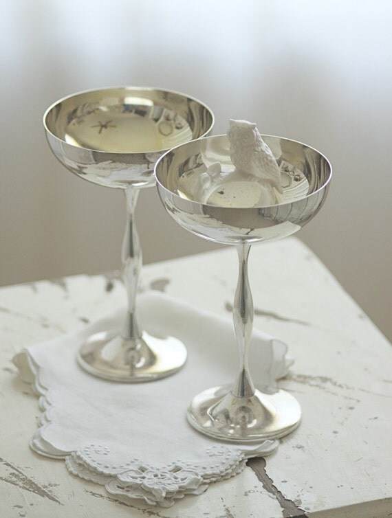 vintage silver plated goblets made in Italy set by TheGinghamOwl