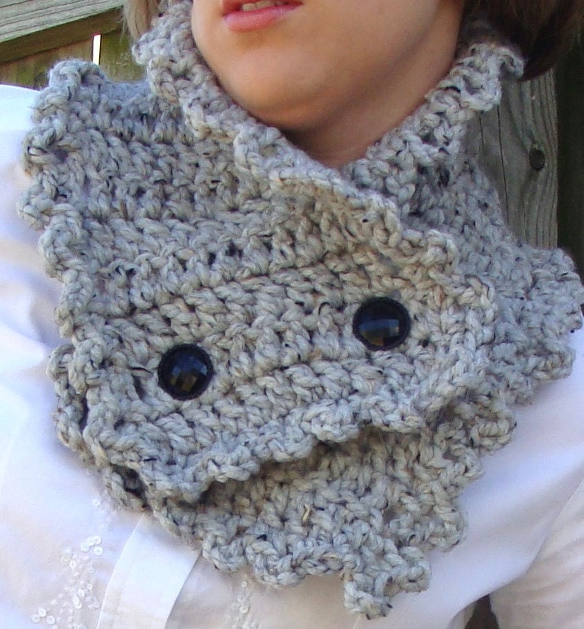 ON SALE Grey Scarf Warmer - Reversible Button